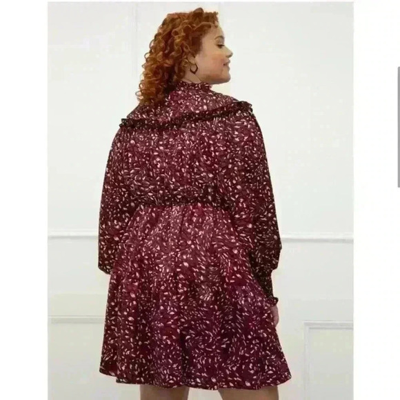 Eloquii Elements Floral Satin Dress with Ruffle Yoke size 22/24 - Picture 2 of 11